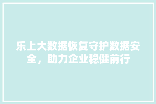乐上大数据恢复守护数据安全，助力企业稳健前行