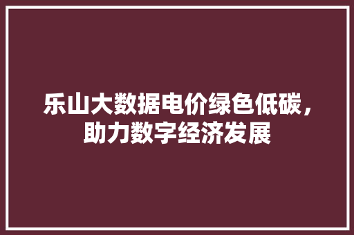 乐山大数据电价绿色低碳，助力数字经济发展