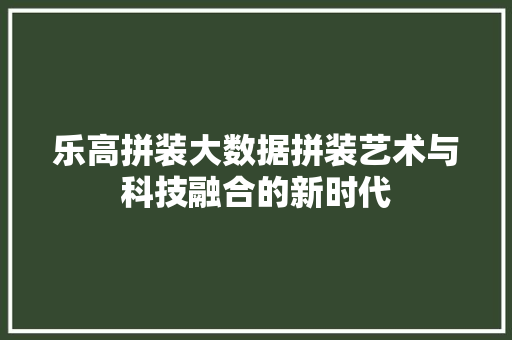 乐高拼装大数据拼装艺术与科技融合的新时代