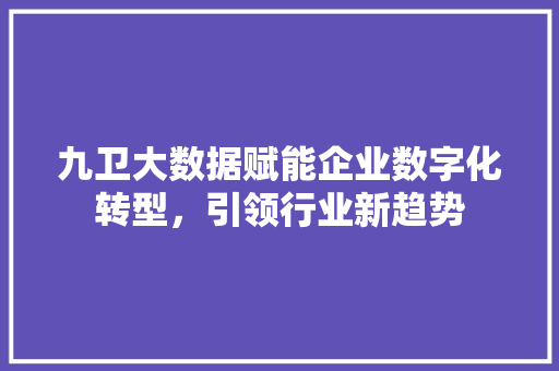 九卫大数据赋能企业数字化转型，引领行业新趋势 建站教程