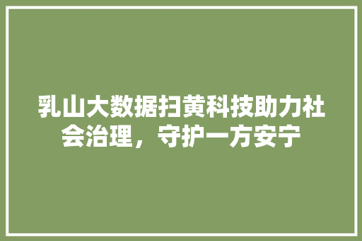 乳山大数据扫黄科技助力社会治理，守护一方安宁 Web前端