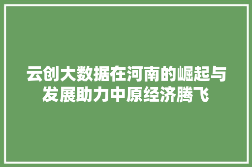 云创大数据在河南的崛起与发展助力中原经济腾飞