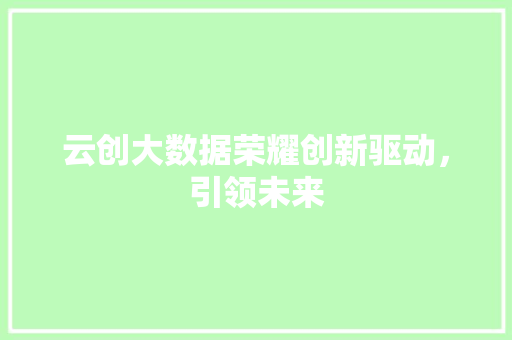 云创大数据荣耀创新驱动，引领未来