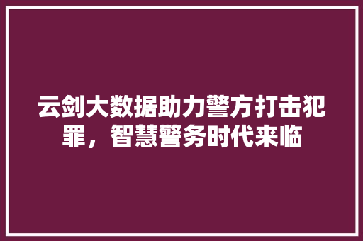 云剑大数据助力警方打击犯罪，智慧警务时代来临