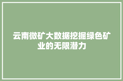云南微矿大数据挖掘绿色矿业的无限潜力