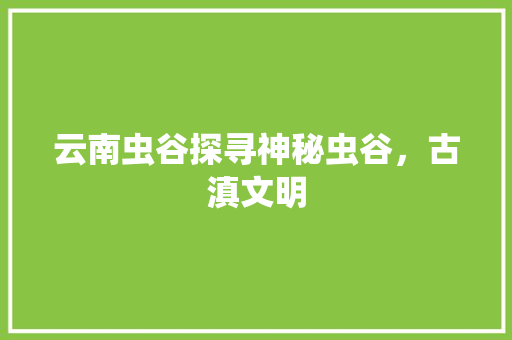 云南虫谷探寻神秘虫谷，古滇文明