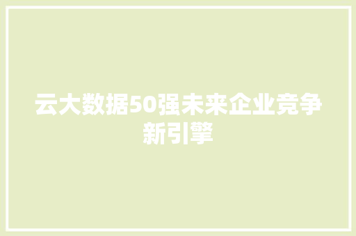 云大数据50强未来企业竞争新引擎 SEO教程