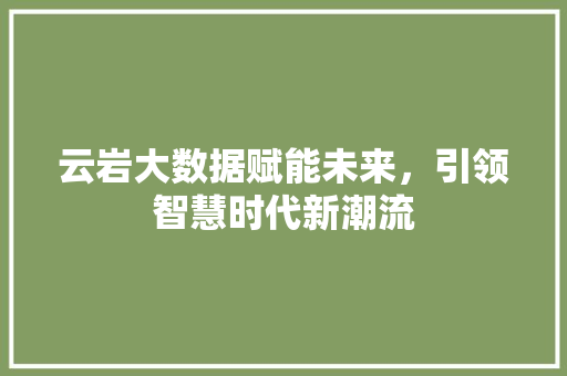 云岩大数据赋能未来，引领智慧时代新潮流 WordPress教程