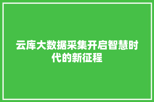 云库大数据采集开启智慧时代的新征程