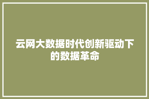 云网大数据时代创新驱动下的数据革命