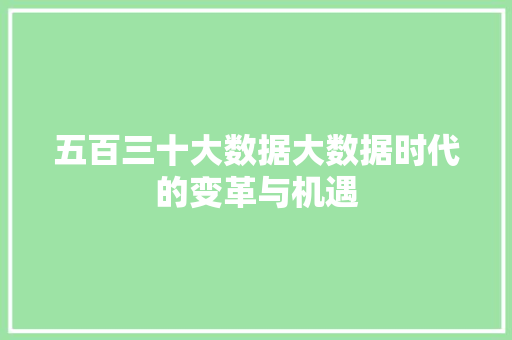 五百三十大数据大数据时代的变革与机遇