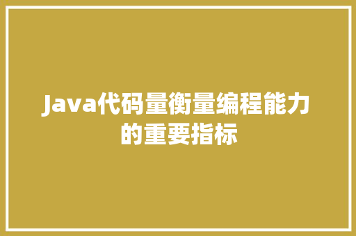 Java代码量衡量编程能力的重要指标