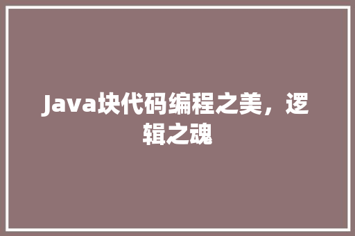 Java块代码编程之美，逻辑之魂