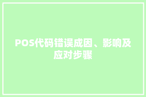 POS代码错误成因、影响及应对步骤