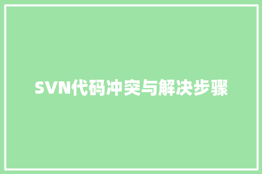 SVN代码冲突与解决步骤 SEO教程