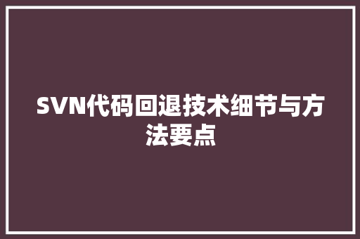 SVN代码回退技术细节与方法要点