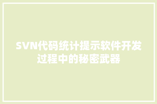 SVN代码统计提示软件开发过程中的秘密武器 SEO教程