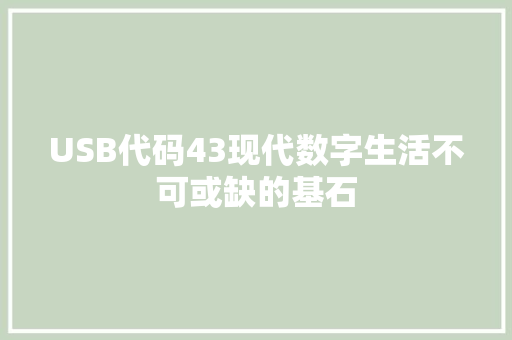 USB代码43现代数字生活不可或缺的基石