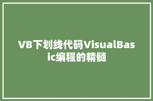 VB下划线代码VisualBasic编程的精髓