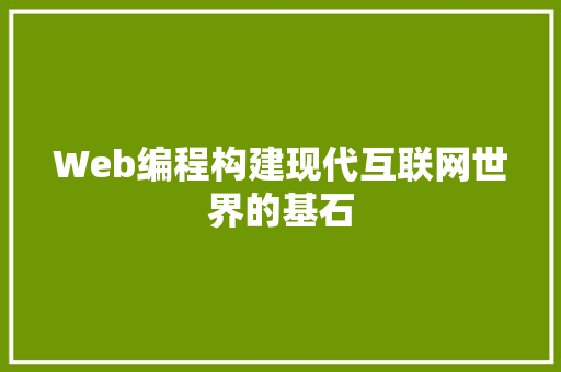 Web编程构建现代互联网世界的基石