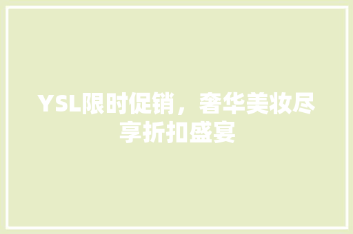 YSL限时促销，奢华美妆尽享折扣盛宴
