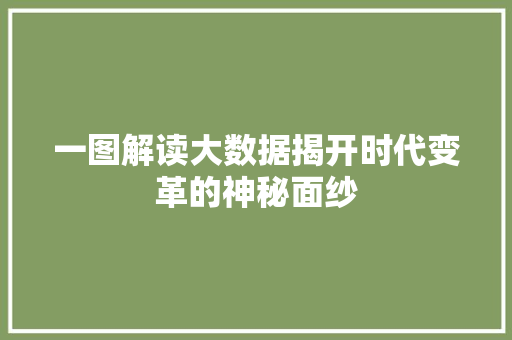 一图解读大数据揭开时代变革的神秘面纱