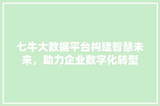七牛大数据平台构建智慧未来，助力企业数字化转型