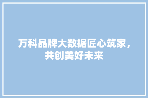 万科品牌大数据匠心筑家，共创美好未来