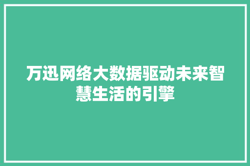 万迅网络大数据驱动未来智慧生活的引擎