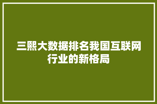 三熙大数据排名我国互联网行业的新格局