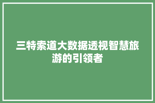 三特索道大数据透视智慧旅游的引领者
