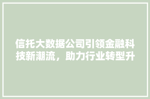 信托大数据公司引领金融科技新潮流，助力行业转型升级 Web前端