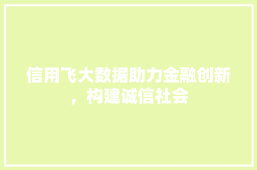 信用飞大数据助力金融创新，构建诚信社会 Web前端