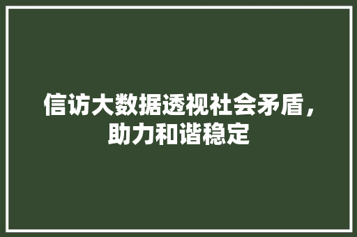 信访大数据透视社会矛盾，助力和谐稳定 友链在线