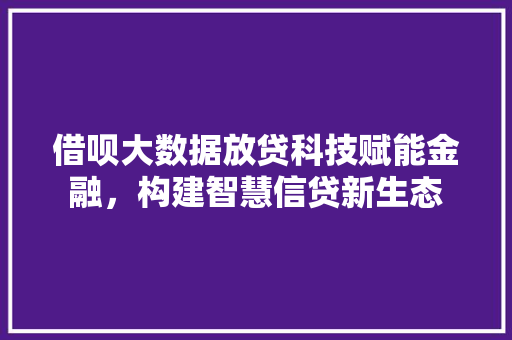 借呗大数据放贷科技赋能金融，构建智慧信贷新生态 SEO教程