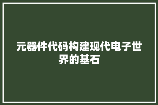 元器件代码构建现代电子世界的基石 Web前端