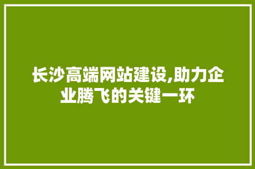长沙高端网站建设,助力企业腾飞的关键一环