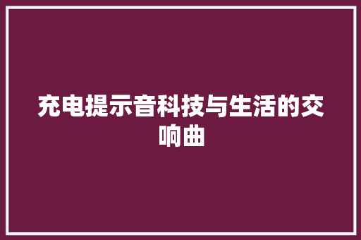 充电提示音科技与生活的交响曲 SEO教程