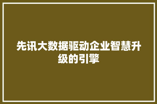先讯大数据驱动企业智慧升级的引擎