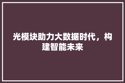 光模块助力大数据时代，构建智能未来
