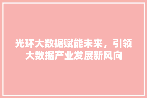 光环大数据赋能未来，引领大数据产业发展新风向