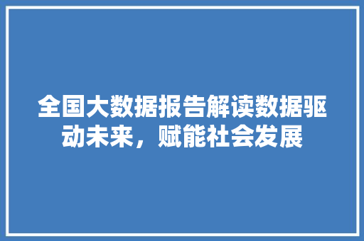 全国大数据报告解读数据驱动未来，赋能社会发展