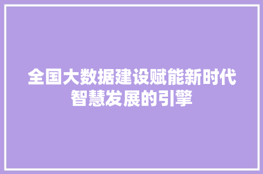全国大数据建设赋能新时代智慧发展的引擎