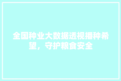 全国种业大数据透视播种希望，守护粮食安全