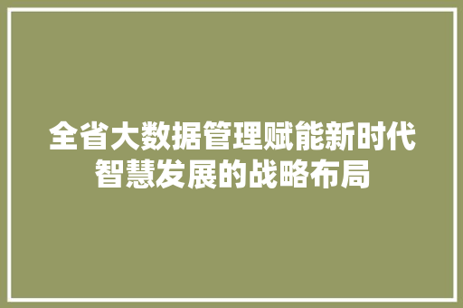 全省大数据管理赋能新时代智慧发展的战略布局 服务器/数据库