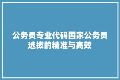 公务员专业代码国家公务员选拔的精准与高效 WordPress教程