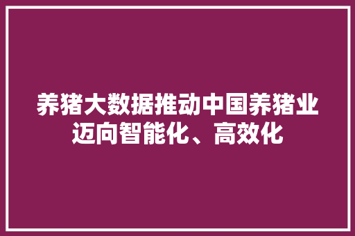 养猪大数据推动中国养猪业迈向智能化、高效化