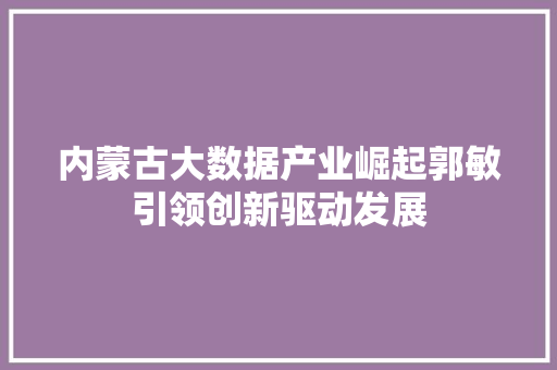 内蒙古大数据产业崛起郭敏引领创新驱动发展