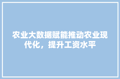 农业大数据赋能推动农业现代化，提升工资水平