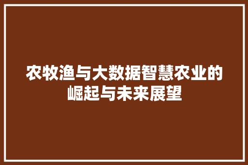农牧渔与大数据智慧农业的崛起与未来展望 SEO教程